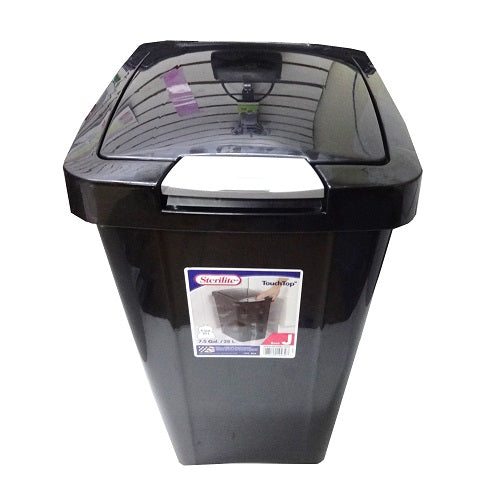 sterilite wastebasket 7.5gl blk touch to -- 4 per case