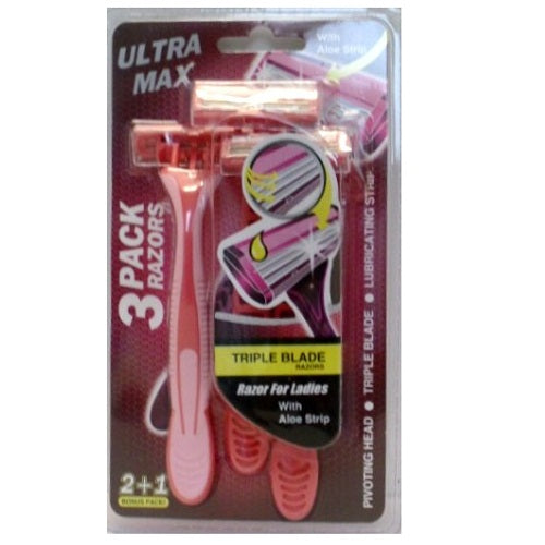 ultra max ladies razors 3pk 2 1 -- 48 per box