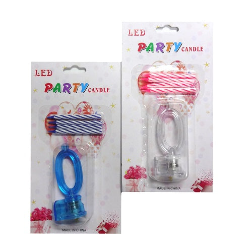 birthday candles 0 4pc led asst clrs -- 12 per box