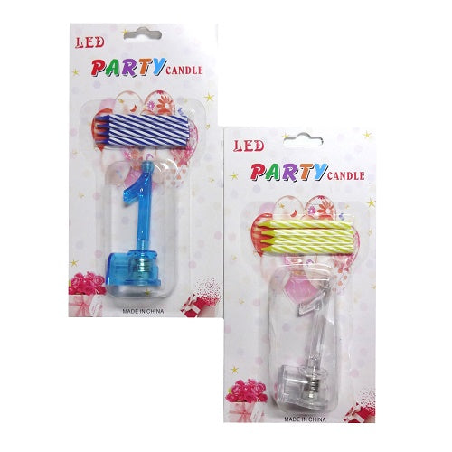 birthday candles 1 4pc led asst clrs -- 12 per box