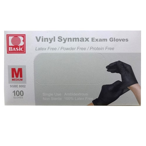 gloves vinyl black md 100ct powder free -- 10 per case
