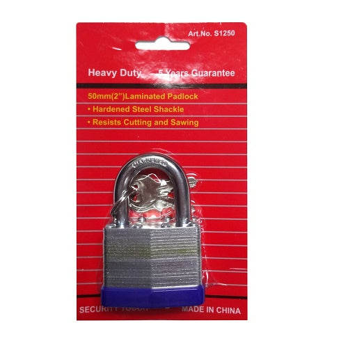 padlock 50mm 2in heavy duty w-2 keys -- 12 per box