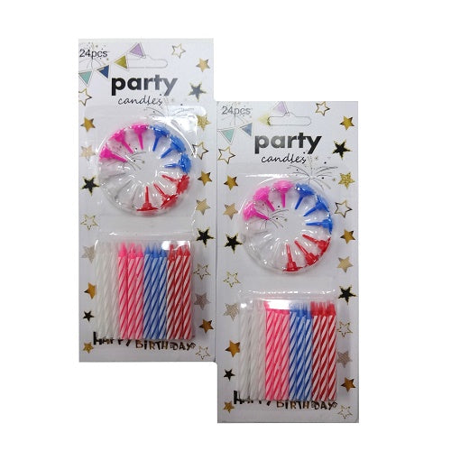 birthday candles 24ct w- holders -- 24 per box