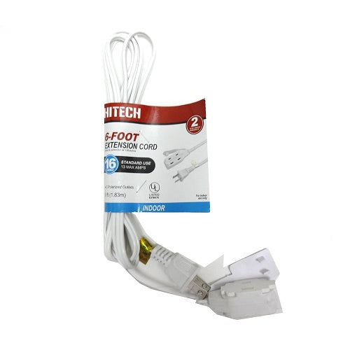 extension cord 6ft 3 outlets white -- 24 per box