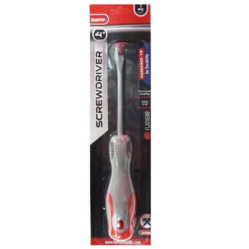 screwdriver flat head 4in grey red handl -- 24 per box