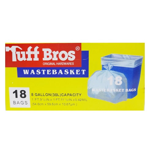 t.b waste basket bags 8gl 18ct white -- 24 per case