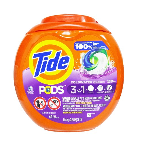 tide pods 42ct h.e 3 in 1 spring meadow -- 4 per case