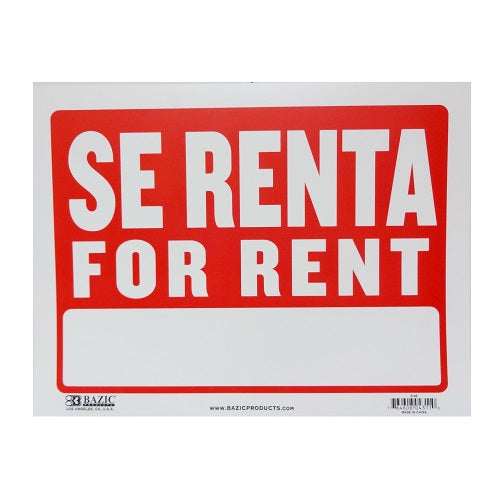 sign se renta - for rent 9x12in -- 24 per box