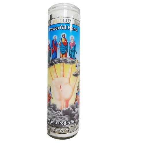 candle 8in mano poderosa white -- 12 per case