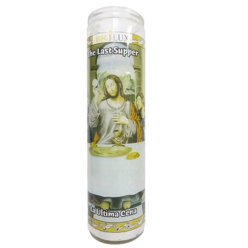 candle 8in la ultima cena white -- 12 per case