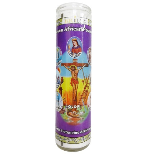 candle 8in siete potencias white -- 12 per case