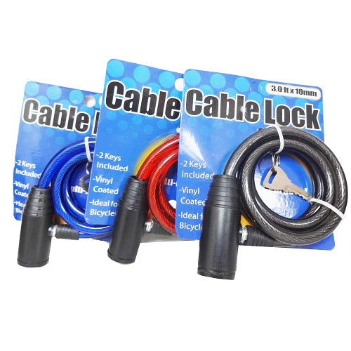 cable lock w-2 keys asst clrs -- 24 per case