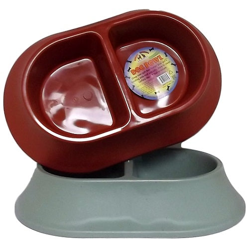 pet bowl 2 section oval asst clrs -- 36 per case