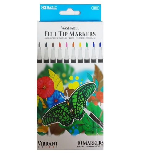 markers washable 10pk felt tip -- 24 per box