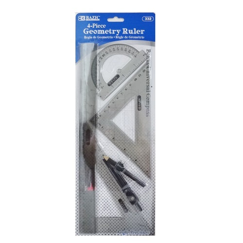 geometry ruler set 4pc w- compass -- 24 per box