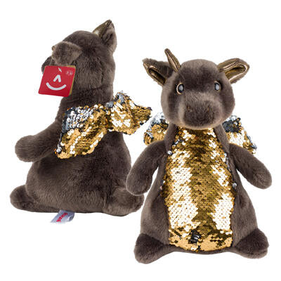 shimmers dragon plush- 9.5 - gold -- 12 per case