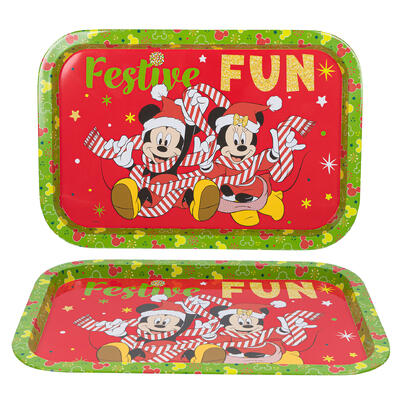 mickey and minnie christmas rectangular tray -- 12 per case
