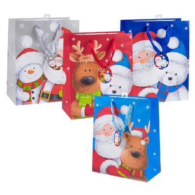 friends of santa gift bag- large- 4 assortments -- 48 per case