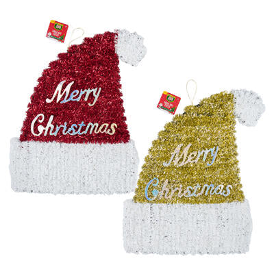 santa hat decor- 17 h- 2 assorted colors -- 12 per case