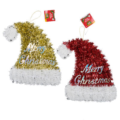 santa hat decor- 11 h- 2 assorted colors -- 36 per case