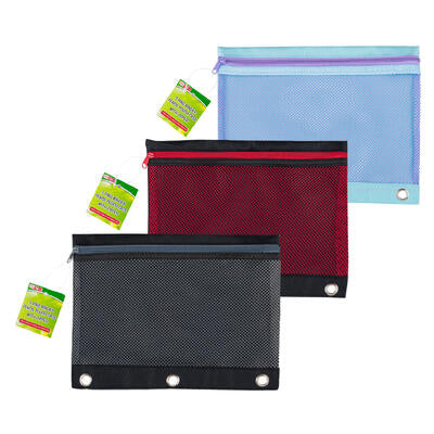 proffice 3 ring binder pouch w zipper- 3 assorted -- 72 per case