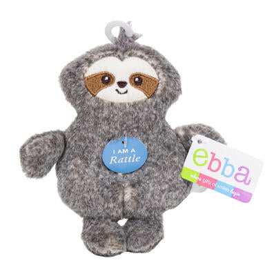 cuddle sloth plush w rattle- 6 -- 24 per case