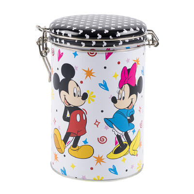 mickey and minnie round canister w lock top -- 12 per case
