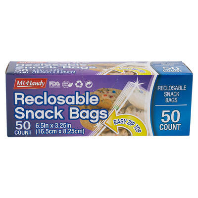 mr. handy 50pc zipper seal snack bag -- 24 per case