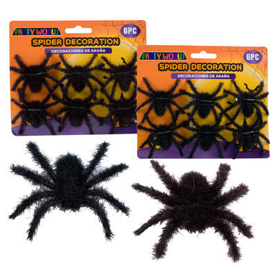 halloween 6pc spiders metallic decor- 3 -- 36 per case
