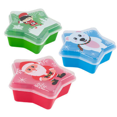star shaped christmas container- 68oz- 3 assorted -- 24 per case