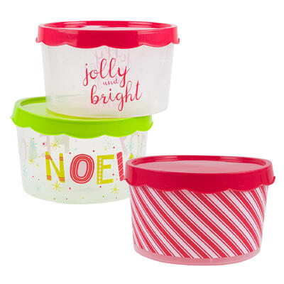 round christmas canister w lid- 150oz- 3 assorted -- 24 per case