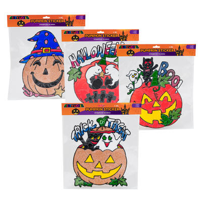 halloween pumpkin sticker decor- 12.2 -- 48 per case