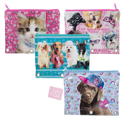 pencil pouch- 9.5 - 4 assorted designs -- 48 per case