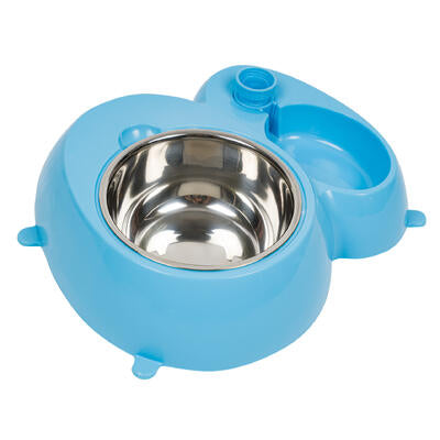 pet 2 section feeder- blue -- 10 per case