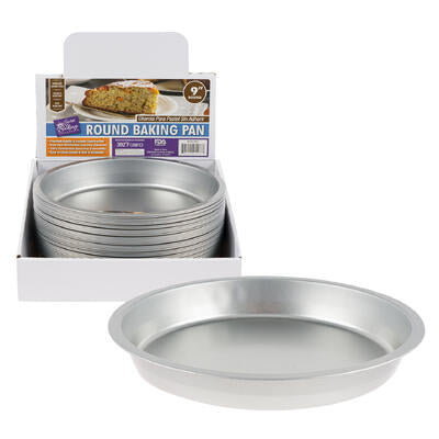 round tin baking pan- silver- 9 -- 36 per case