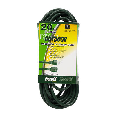 indoor and outdoor cord- 20ft grn -- 18 per case