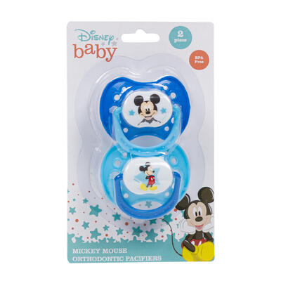 pacifier 2pk mickeymouse blue -- 48 per case