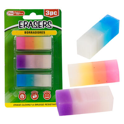 eraser 3pc 2 rainbow clrs -- 72 per case