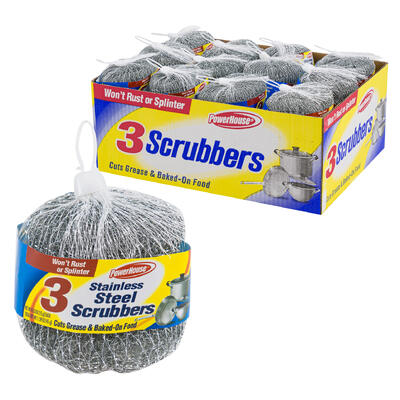 scouring pad 3pk steel -- 24 per case