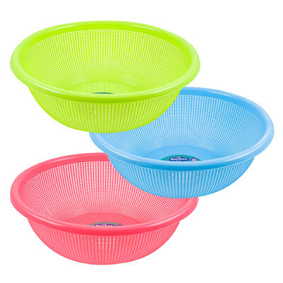 colander 18.8 plstc 3ast clrs -- 12 per case