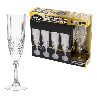 champagne glass set 4pc 8oz pl -- 12 per case