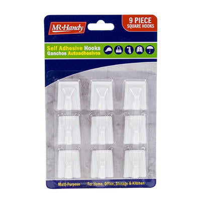 hook set 9pc sqr self-adhesive -- 48 per case