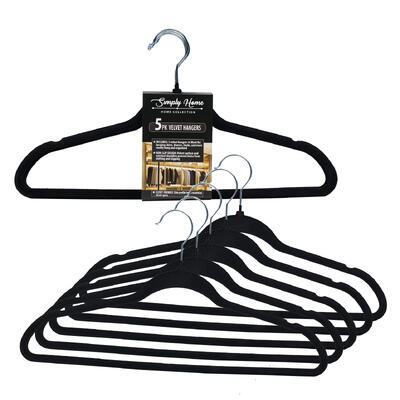 hangers 5pk 18 velvet black -- 12 per case