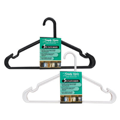 hangers 5pk 16 plstc 2ast -- 24 per case