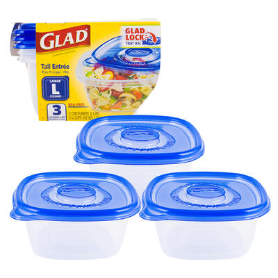food container 3pk 42oz glad s -- 6 per case