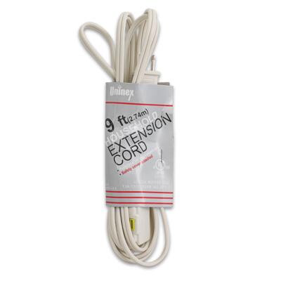 uninex household extension cord - 9ft white -- 50 per case