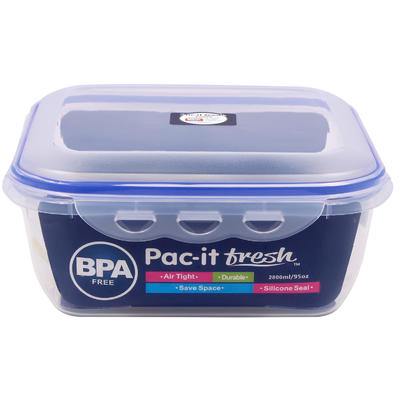 pac-it fresh square food container - 95oz -- 24 per case