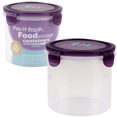 pac- it fresh 37oz food container with purple lid -- 48 per case