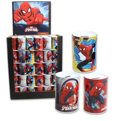 tin spider- man money bank display - asst 6.3 h -- 90 per case