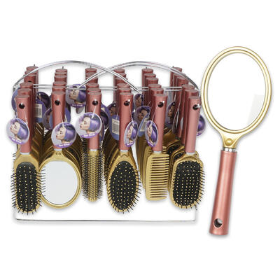 10 red and gold hair brush with wire rack -- 36 per case